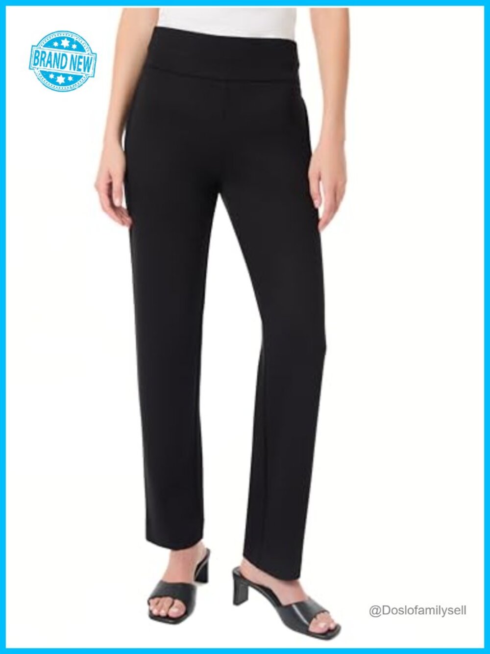 Pull-On Straight-Leg Dress Pants High Rise Wrinkle-Resistant Workwear Slacks
